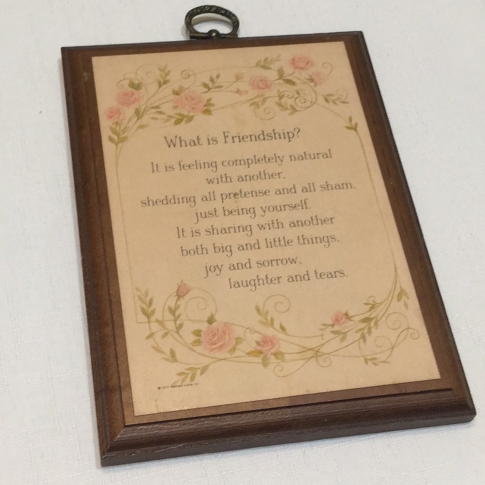 Hallmark What is Friendship Plaque Vintage 1977​
